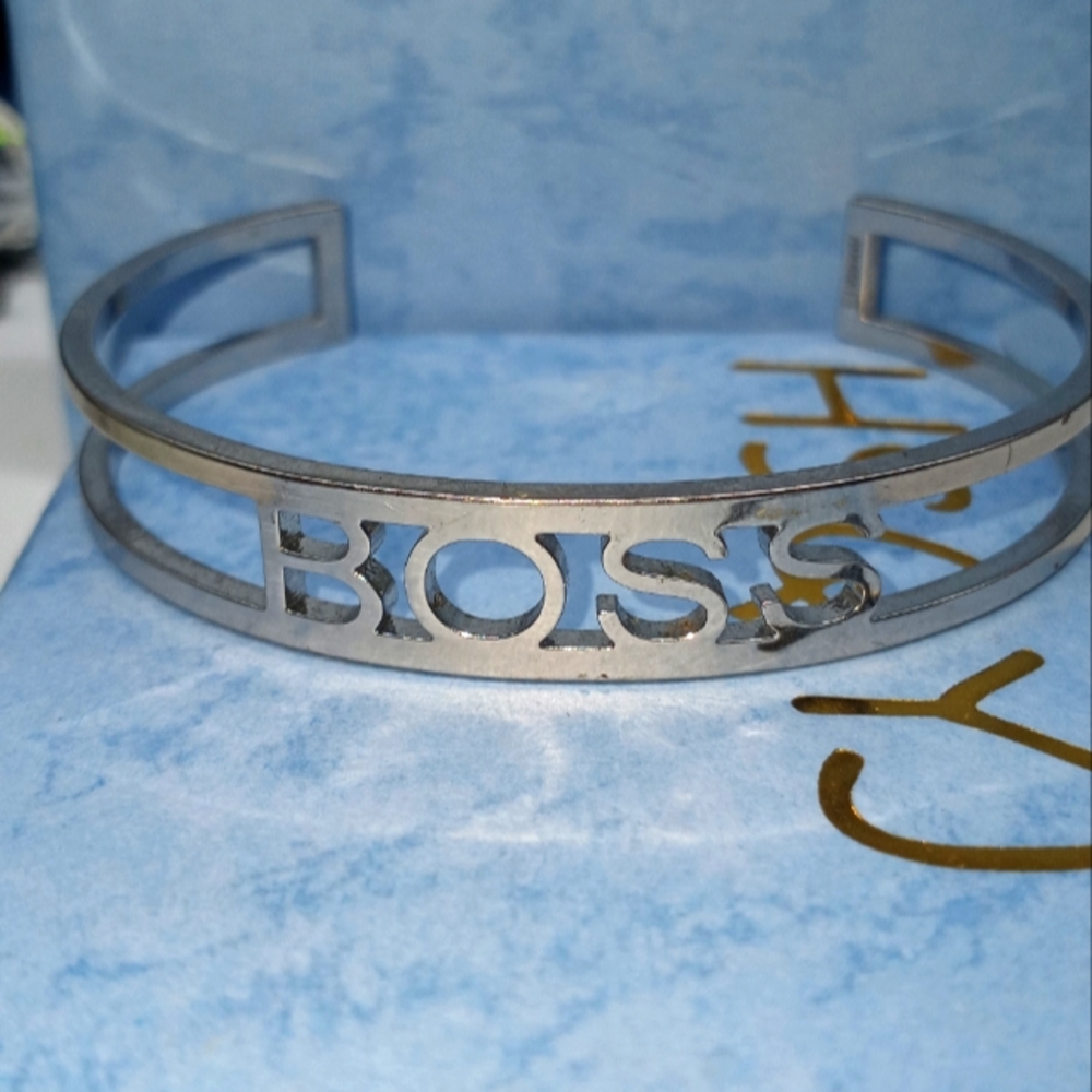 Vintage Adornia Silvertone Boss Cuff Bracelet